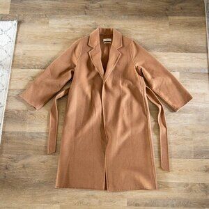 Belted Wool-Blend Camel Coat